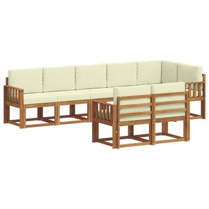 vidaXL Ensemble de canapés d'extérieur 8 pc Naturel et Crème