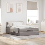vidaXL Lit ottoman avec matelas taupe 140x200 cm tissu