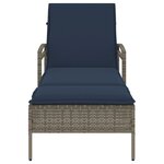 vidaXL Chaise longue avec coussin Gris 63 x 200 x 81 cm Résine tressée (États-Unis uniquement)