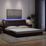 vidaXL Cadre de lit avec LED sans matelas marron foncé 180x200cm tissu