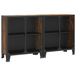 vidaXL Armoires de rangement 2 Pièces Marron 72x36x82 cm Métal et MDF