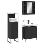 vidaXL Ensemble d'armoires salle de bain 3 Pièces noir bois d'ingénierie