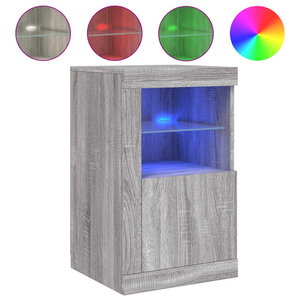 vidaXL Armoire latérale et lumières LED sonoma gris bois d'ingénierie