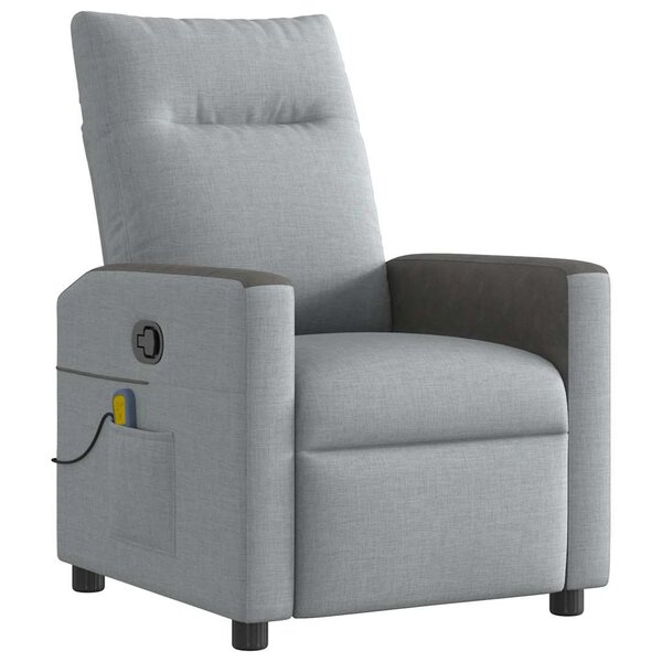 vidaXL Fauteuil de massage inclinable Gris clair Tissu