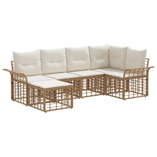 vidaXL Ensemble de canapés d'extérieur 6 Pièces Blanc Naturel et Crème