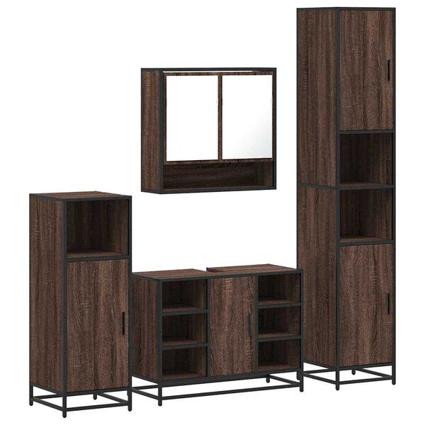 vidaXL Ensemble de meubles de salle de bain 4 Pièces chêne marron