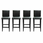 vidaXL Tabourets de bar lot de 4 noir similicuir