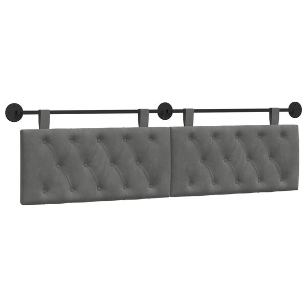 vidaXL Tête de lit suspendue Avec lumière LED Gris foncé Velours