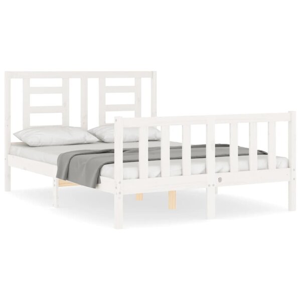 vidaXL Cadre de lit sans matelas blanc bois de pin massif