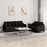 vidaXL Ensemble de canapés 2 Pièces avec coussins Noir Tissu