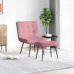 vidaXL Chaise de relaxation avec tabouret Rose Velours