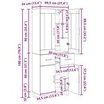 vidaXL Haut Armoire 2 Pièces Bois Ancien Bois Aggloméré et Verre