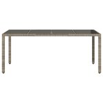 vidaXL Table de jardin dessus en verre Gris 190x90x75cm Résine tressée