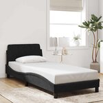 vidaXL Cadre de lit avec tête de lit Dover noir 90x200 cm velours