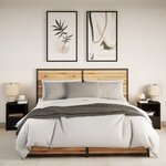 vidaXL Armoires de chevet et lumières LED 2 Pièces noir bois d'ingénierie