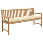 vidaXL Banc de jardin avec coussin blanc crème 175 cm Teck massif