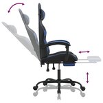 vidaXL Chaise de jeu avec repose-pied Noir et bleu Similicuir