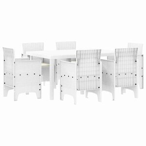 vidaXL Ensemble de salle à manger pour jardin 7 Pièces Blanc Rattan Polt