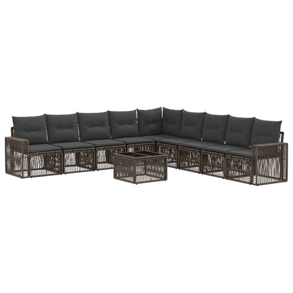 vidaXL Ensemble de canapé de jardin 10 pc Gris et Gris foncé polyrotin
