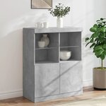 vidaXL Buffet avec lumières LED gris béton 81x37x100 cm