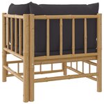 vidaXL Canapé d'angle de jardin avec coussins gris foncé bambou