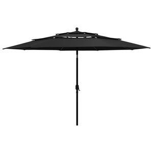 vidaXL Parasol de jardin à 3 niveaux avec mât en aluminium noir 3 5 m