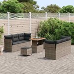 vidaXL Ensemble de canapé de jardin 9 Pièces Gris polyrotin