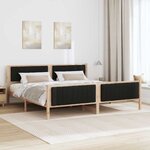 vidaXL Cadre de lit Marron et noir 200 x 200 cm Bois massif en pin