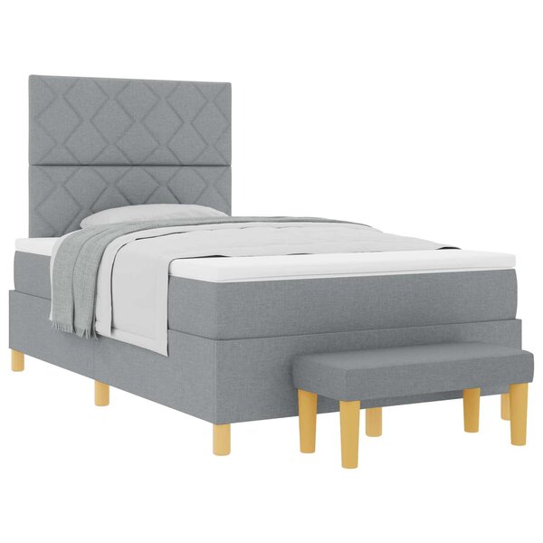 vidaXL Lit à ressorts avec coussin Gris clair 200 x 120 cm tissu