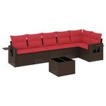 vidaXL Salon de jardin avec coussins 7 Pièces marron résine tressée
