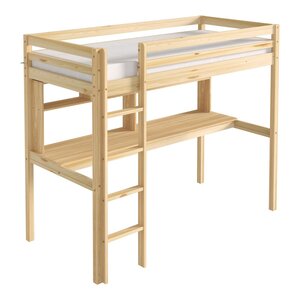 Lit mezzanine Sil bureau+biblio naturel + matelas