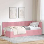 vidaXL Cadre de lit d'angle avec tête de lit Rose 100 x 200 cm Velours
