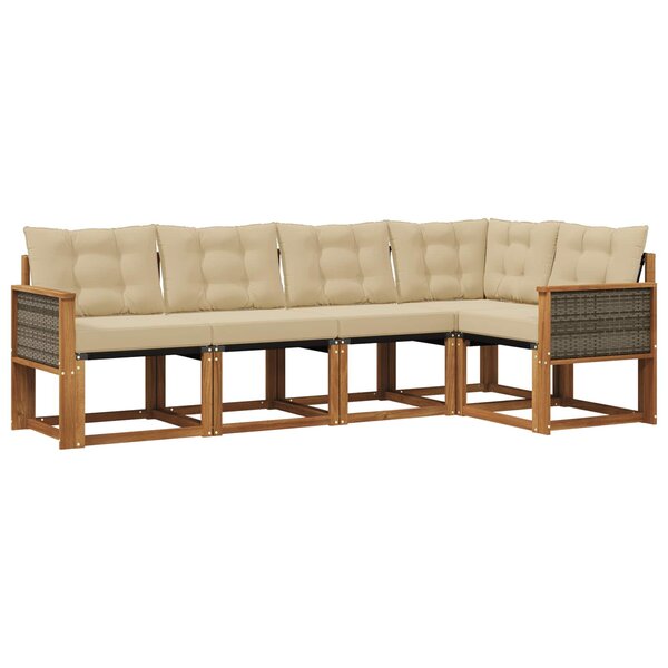 vidaXL Ensemble de canapés d'extérieur 5 Pièces Naturel et Beige