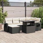 vidaXL Salon de jardin 7 Pièces avec coussins noir résine tressée