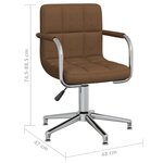 vidaXL Chaise pivotante de salle à manger Marron Tissu