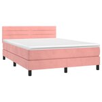 vidaXL Sommier à lattes de lit avec matelas Rose 140x200 cm Velours