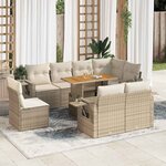 vidaXL Salon de jardin avec coussins 9 Pièces beige résine tressée