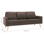 vidaXL Canapé à 3 places Marron Tissu