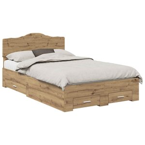 vidaXL Cadre de lit Chêne artisanal 120 x 190 cm Bois d'ingénierie