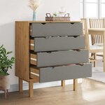 vidaXL Commode OTTA Marron et gris 76 5x39 5x90 cm Bois de pin massif