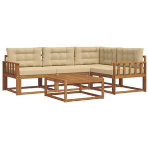 vidaXL Ensemble de canapés d'extérieur 5 Pièces Naturel et Beige