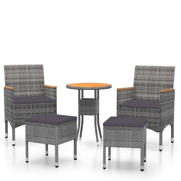 vidaXL Salon de jardin 5 Pièces Résine tressée Gris