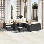 vidaXL Ensemble de canapé de jardin 13 Pièces Noir polyrotin