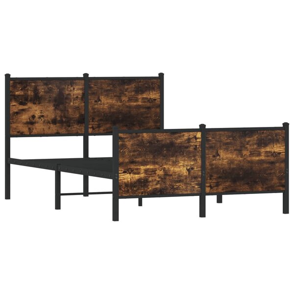 vidaXL Cadre de lit en métal sans matelas chêne fumé 120x200 cm