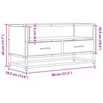 vidaXL Meuble TV noir 80x34 5x40 cm bois d'ingénierie et métal