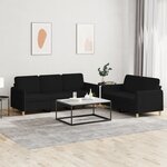 vidaXL Ensemble de canapés 2 Pièces avec coussins Noir Tissu