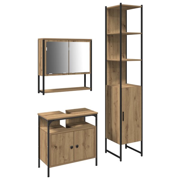 vidaXL Ensemble meuble de salle de bain en chêne artisan  fait en bois d'ingénierie