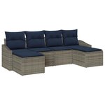 vidaXL Ensemble de canapé de jardin 6 Pièces Gris et marine polyrotin