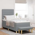 vidaXL Lit à ressorts avec coussin Gris clair 200 x 90 cm tissu