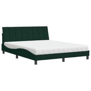 vidaXL Lit avec matelas Hanko vert foncé 160x200 cm velours